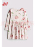 H&M童裝女童裙子秋季圓領(lǐng)印花喇叭裙擺長(cháng)袖連衣裙1245392 淺粉色/玫瑰 110 56 曬單實(shí)拍圖