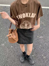 矜持范甜美通勤牛仔裙半身裙春夏女2025年新款包裙高腰薄款a字包臀短裙 001黑灰色 M 建議98-108斤左右 曬單實(shí)拍圖
