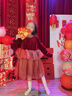 富羅迷女童連衣裙冬季加厚保暖網(wǎng)紗禮服裙兒童紅色新年冬裝 紅色 150cm  曬單實(shí)拍圖