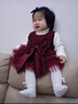 GOOFLORON一周歲禮服女寶寶抓周衣服2025春秋新款兒童套裝女童紅色公主裙 櫻桃酒紅色春秋 90 90cm 曬單實(shí)拍圖