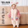 貝肽斯嬰兒連體衣冬季雙面絨加厚保暖裝男童女童外出爬服新生兒衣服 甜心兔兔 73cm 曬單實(shí)拍圖