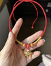 中國黃金（CHINA GOLD）黃金小金鎖福字項鏈女足金長命鎖嬰兒寶寶平安鎖鈴鐺吊墜周歲禮物 長命鎖項鏈 約1.7g-配紅繩 曬單實拍圖