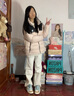 駱駝（CAMEL）小太陽(yáng)自發(fā)熱戶(hù)外羽絨服秋冬新款男女加厚白鴨絨保暖外套面包服 【小太陽(yáng)】N163E，白玉粉/幻影黑，男女同款 S 曬單實(shí)拍圖