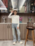 優(yōu)優(yōu)1點（Yoyo one）女童牛仔褲春秋裝微喇褲子2025新款春季兒童寶寶喇叭褲女孩 13160藍色牛仔褲 140 140cm 曬單實拍圖
