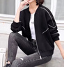 Jret港風(fēng)棒球服夾克黑色外套女顯瘦女裝2025秋季新款開衫拉鏈外套加絨 黑色 L 建議[105-120斤] 曬單實(shí)拍圖