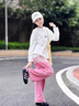 兜兜王國女童褲子2025新款春秋季漸變色寬松闊腿牛仔褲童裝女孩中大童潮版 粉色 120 曬單實(shí)拍圖