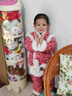 可歆寶貝女童碎花棉襖加絨年服套裝秋冬裝兒童新中式加厚棉服棉褲兩件套潮 紅色套裝配包 110碼建議3-4歲（身高100左右） 曬單實(shí)拍圖