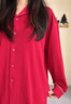 松山棉店【棉莫福祿家居服】女士長袖開衫套裝棉莫柔軟透氣男士睡衣 女士-松山紅 XL （女士170，男士180） 曬單實拍圖