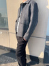 喬沃（JOW）【53%綿羊毛】羊毛夾克男條紋春秋翻領(lǐng)夾克衣服休閑男裝外套 曬單實(shí)拍圖