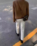 Jret牛仔褲女裝春夏秋季新款韓版高腰韓版顯瘦寬松百搭九分直筒煙管褲 米白色 XS碼[75-82斤] 曬單實(shí)拍圖