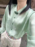 米詩(shī)德真絲中式唐裝襯衫女桑蠶絲上衣復古盤(pán)扣長(cháng)袖早春穿搭中國風(fēng)上衣 薄荷綠 L 曬單實(shí)拍圖