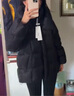 Basic House/百家好灰色立領(lǐng)羽絨服2025保暖連帽中長(cháng)款白鴨絨外套 黑色 M 曬單實(shí)拍圖