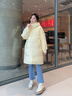 香影黃色連帽羽絨服女中長(cháng)款2025冬季新款白鴨絨高級感小個(gè)子外套 黃色 S 曬單實(shí)拍圖