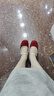 百麗（Belle）粗跟瑪麗珍鞋女25春新商場(chǎng)款一字帶顯瘦淺口鞋3XV01AQ5 紅色【禮盒款】 36 (230mm) 曬單實(shí)拍圖