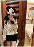 乖甜星法式露肩襯衫女早春季寬松蝴蝶結(jié)印花少女感氣質(zhì)小衫襯衣長袖上衣 杏色上衣 40 45kg/S 曬單實拍圖