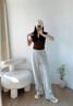 ELAND衣戀【100%棉】休閑褲女垂感舒適百搭系帶長褲2025秋季新款 淺灰色(16)L/Grey M 165 曬單實拍圖