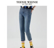 Teenie Weenie小熊女裝簡(jiǎn)約風(fēng)秋季雙排扣牛仔褲鉛筆褲小腳褲修身潮 中藍色 XS (155) 曬單實(shí)拍圖