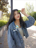 BMOI鹽系牛仔套裝女2025春秋新款韓版炸街短款寬松長(cháng)袖外套短裙兩件套 淺藍色 8899款上衣+裙套裝 S 80-95 曬單實(shí)拍圖