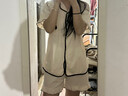 JIOESC睡衣女款夏季短袖短褲甜美可愛(ài)學(xué)生可外穿寬松大碼家居服兩件套QC 黑邊蝴蝶結 L 【100-120斤】 曬單實(shí)拍圖