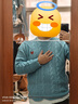 查爾斯桃心冬季學(xué)生保暖寬松休閑情侶潮流假兩件套頭針織衫毛衣男女同款 藍(lán)色 2XL 曬單實(shí)拍圖