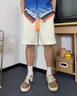 魯賓克短褲男士夏季美式潮牌字母壓花五分短褲子男寬松直筒休閑運(yùn)動(dòng)中褲 7029杏色 XL (建議體重120-130斤) 曬單實(shí)拍圖