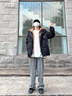 肯奈迪日系瘦腿垂感休閑褲男秋季純色復(fù)古高街痞帥男潮流百搭高級感褲子 深灰色-扎染不規(guī)則直筒褲 3XL 【170-180cm】 曬單實拍圖