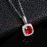 魔麗卡 Mooleeca925銀合成紅寶石項鏈女方形圍鑲吊墜節日禮物送女友 主石6.5mm 曬單實(shí)拍圖