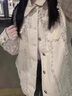 DALEY MODE牛仔拼接小香風外套女春秋新款韓版慵懶風寬松百搭學生夾克上衣潮 米色 L 曬單實拍圖