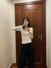 LDBEU領(lǐng)正肩長(cháng)袖打底衫女新款秋冬季基礎款修身顯瘦純色內搭T恤上衣潮 白色 M 曬單實(shí)拍圖