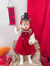 G.DUCKKIDS女童連衣裙春秋2024新款寶寶公主裙套裝兒童周歲生日禮服拜年服 紅色 (建議寶寶6-8公斤 6-12個月) 73 曬單實拍圖