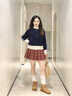 夏雨瑤美式條紋立領(lǐng)短外套女秋季2025新款棒球服毛衣開(kāi)衫拉鏈針織上衣 【藏青色】 M 45/55kg 曬單實(shí)拍圖