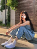 矜持范牛仔背帶褲女2025新款韓版寬松顯瘦連體背帶褲春夏九分吊帶牛子褲 淺藍(lán)色 M 【95-105斤】 曬單實拍圖