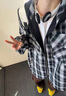 WHIM NASA男士?jī)擅娲┩馓啄写呵锛究?025新款港風(fēng)青少年初高中學(xué)生大碼夾克 黑色格子 雙面穿 XL （130-150斤） 曬單實(shí)拍圖