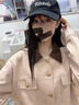 JZDZ粉色麂皮絨工裝短外套女春秋2025新款甜美小個(gè)子學(xué)院風(fēng)休閑上衣 粉色(版) M 曬單實(shí)拍圖