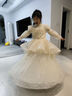 小咔衣濃女童禮服花童婚禮小女孩公主裙長(cháng)袖兒童主持人鋼琴演奏演出服秋冬 香檳色3934長(cháng)袖長(cháng)款連衣裙 140 曬單實(shí)拍圖