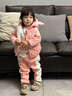 哈羅小黃鴨HAL.DUCK秋冬裝0-1-2-3歲半女寶寶衣服冬天嬰兒童棉衣套裝男童裝三件套潮4 粉色 金絲絨加厚套裝 (小花貓) 90 碼(身高70-85cm)1歲 曬單實(shí)拍圖