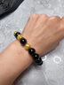 中國黃金六字真言黃金手鏈男黑曜石手串新年禮物情人節男友老公生日 六字真言銅錢(qián)手串【玫瑰禮盒】 曬單實(shí)拍圖
