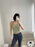 MAIA ACTIVE自帶杯 免穿BRA休閑日常交叉肩帶背心健身運動(dòng)文胸瑜伽內衣女 苔蘚綠(及腰款) M 曬單實(shí)拍圖