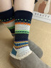 JIOESC冬季襪子女費爾島風(fēng)中筒襪百搭時(shí)尚堆堆穿上腳保暖舒適2024新款 藏青 1雙 均碼 曬單實(shí)拍圖