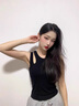 NOME設計感吊帶背心女斜肩內(nèi)搭打底無袖上衣 黑色【罩杯款】 S  曬單實拍圖