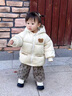 G.duck兒童棉服男女童裝棉衣外套上衣秋冬裝小寶寶羽絨棉襖嬰兒衣服 杏色(小熊款) 110 cm 曬單實(shí)拍圖