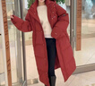 韓璐嬌（hanlujiao）羽絨棉服女長(zhǎng)款過膝冬季新款韓系學(xué)院風(fēng)寬松顯瘦加厚保暖棉襖外套 酒紅色 XL（建議125-140斤） 曬單實(shí)拍圖