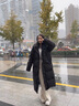 妍莉芬（yanlifen）羽絨棉服女長(cháng)款過(guò)膝棉衣外套女2024年冬季新款韓系學(xué)院風(fēng)寬松棉襖 黑色 S(建議80-100斤) 曬單實(shí)拍圖