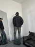 OEMG美式高街水洗牛仔褲子男士春秋季痞帥潮牌微喇直筒休閑大碼長褲男 牛仔藍 XL 【建議135-150斤】 曬單實拍圖