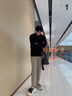 名創(chuàng)優(yōu)品（MINISO）重磅休閑褲男2025新款春秋寬松百搭窄版顯瘦直筒褲垂墜感男款長(zhǎng)褲 【直筒褲】卡其(楓葉紅褲前左下 3XL 185(體重160-180斤左右) 曬單實(shí)拍圖