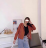AEMAPE外套女2025年春秋季新款短外套女小個(gè)子韓版時(shí)尚寬松休閑 磚紅色_春秋款【帶里布】 XL _建議120-135斤 曬單實(shí)拍圖