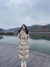 玖姿·安娜蔻【冰原系列】白鵝絨保暖長款三防羽絨服女2024冬款 米色 M 曬單實拍圖