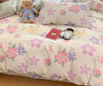 紅豆家紡全棉純棉被套單人150x200宿舍床上用品家用印花被罩200x230cm套件 斑彩花園【全棉純棉 可裸睡】 150*200cm【單被套】 曬單實(shí)拍圖