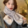 蘇木佰（SOMUBAY）高級感水貂毛毛圍巾女冬季韓版百搭交叉毛領(lǐng)子加厚保暖毛絨圍脖潮 米白色 曬單實(shí)拍圖
