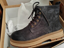 百思圖冬季真皮厚底增高加絨戶(hù)外工裝馬丁靴粗跟男短靴M6881DD4 灰色絨里 42 曬單實(shí)拍圖